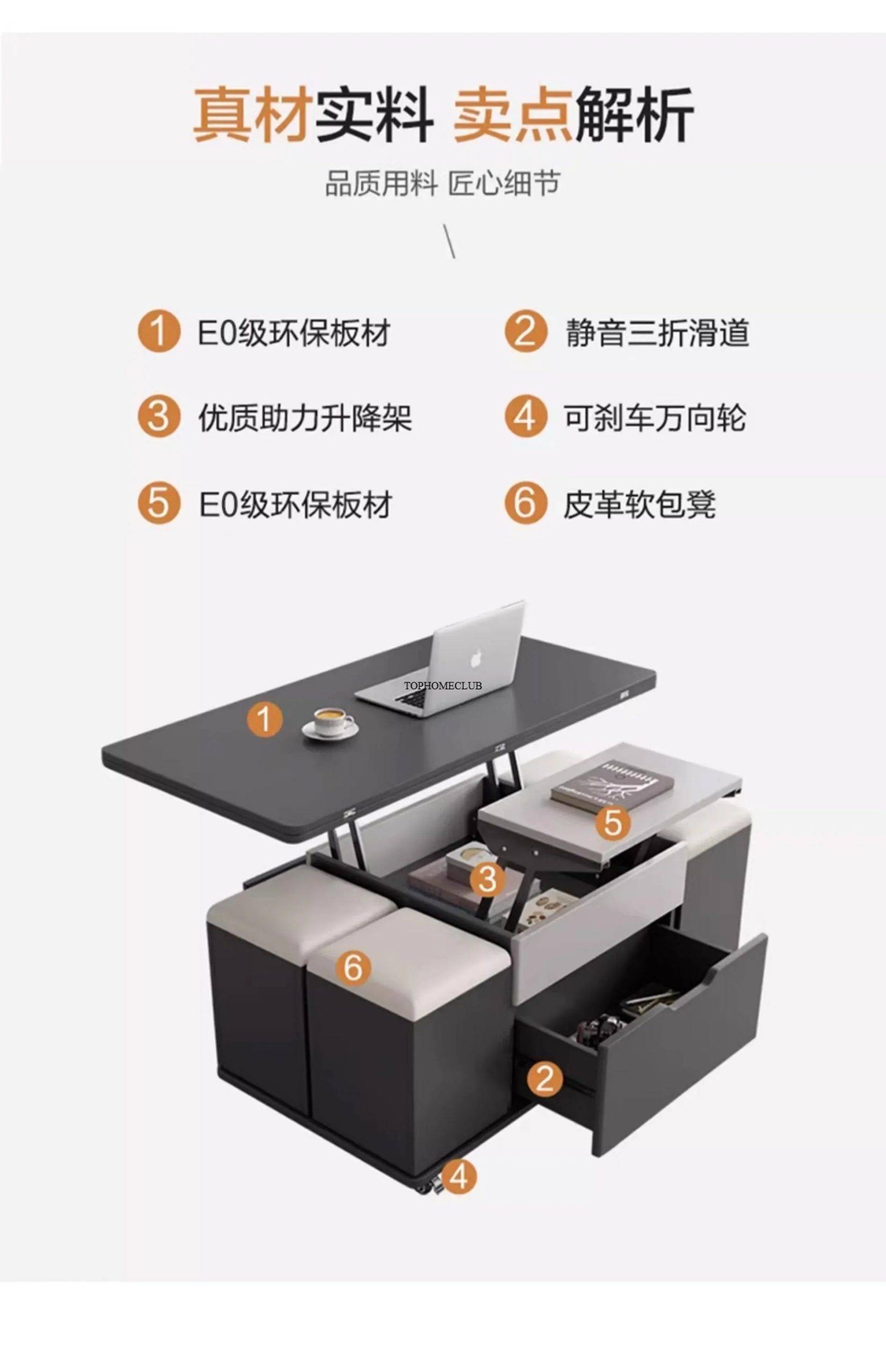 Nordic Living Room Coffee Table Luxury Lift Top Adjustable Multifunction Coffee Table Center Modern Mesa Auxiliar Furniture