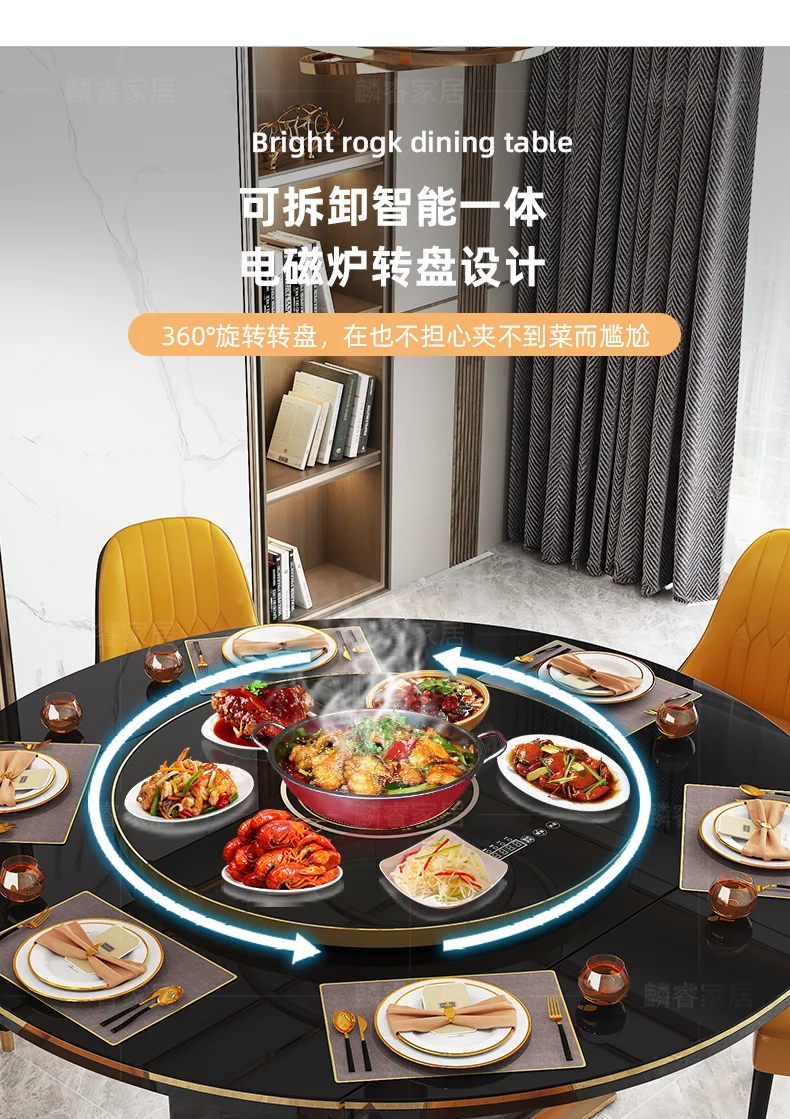 Modern simple small apartment telescopic folding multi-functional round dining table