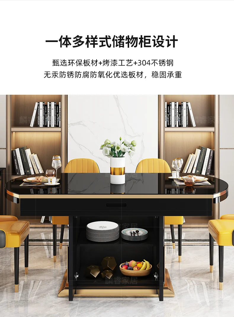 Modern simple small apartment telescopic folding multi-functional round dining table