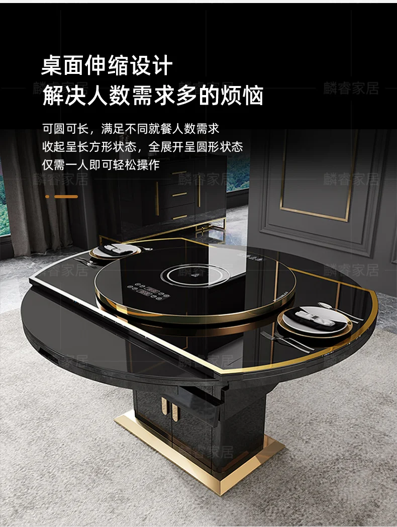 Modern simple small apartment telescopic folding multi-functional round dining table