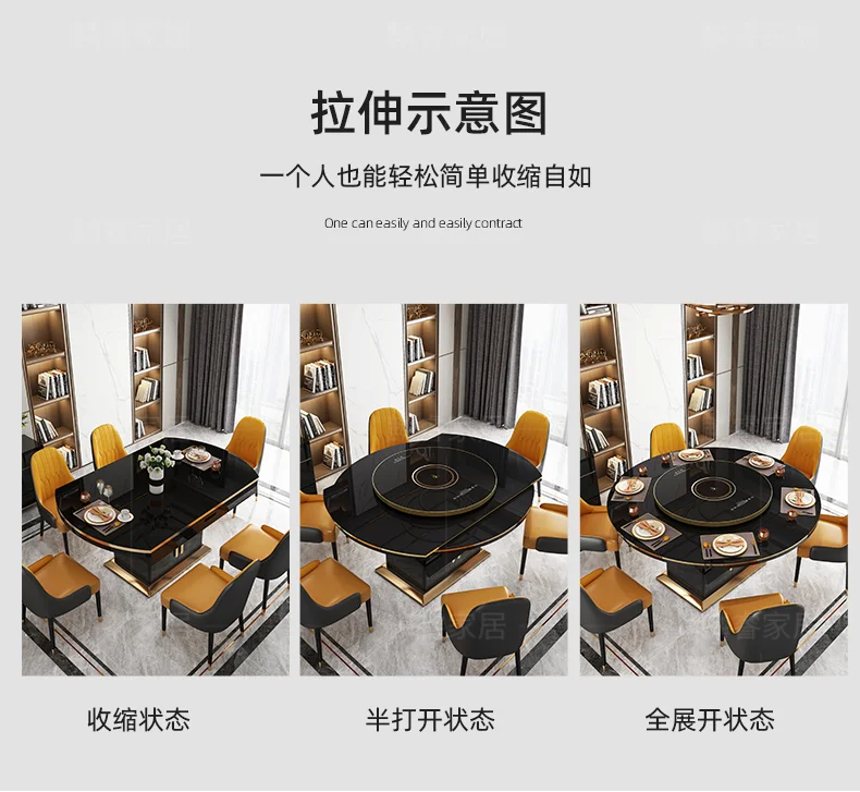 Modern simple small apartment telescopic folding multi-functional round dining table