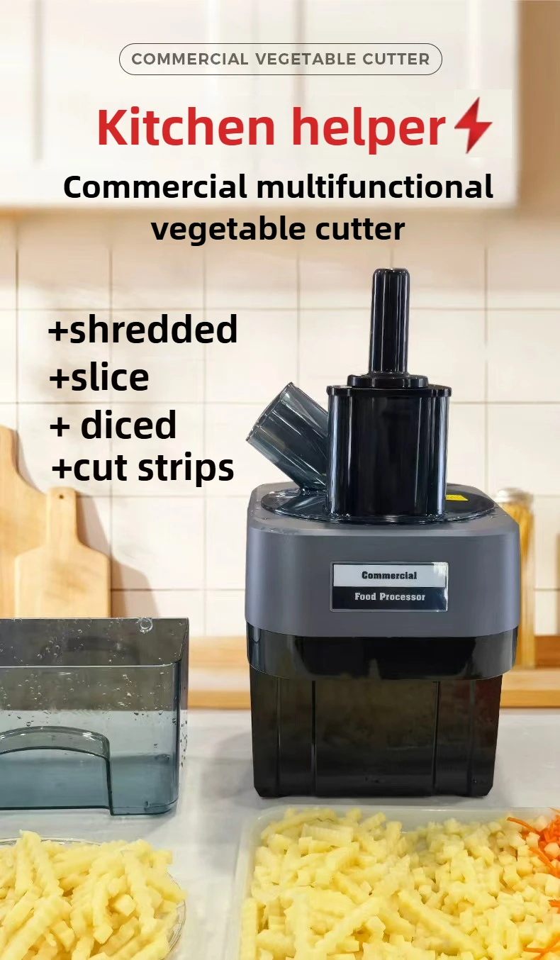 New Commercial Double Spout Vegetable Cutter 4 in 1 Multifunctional Dicing Shredding Slicing Cutting Strips Vegetables