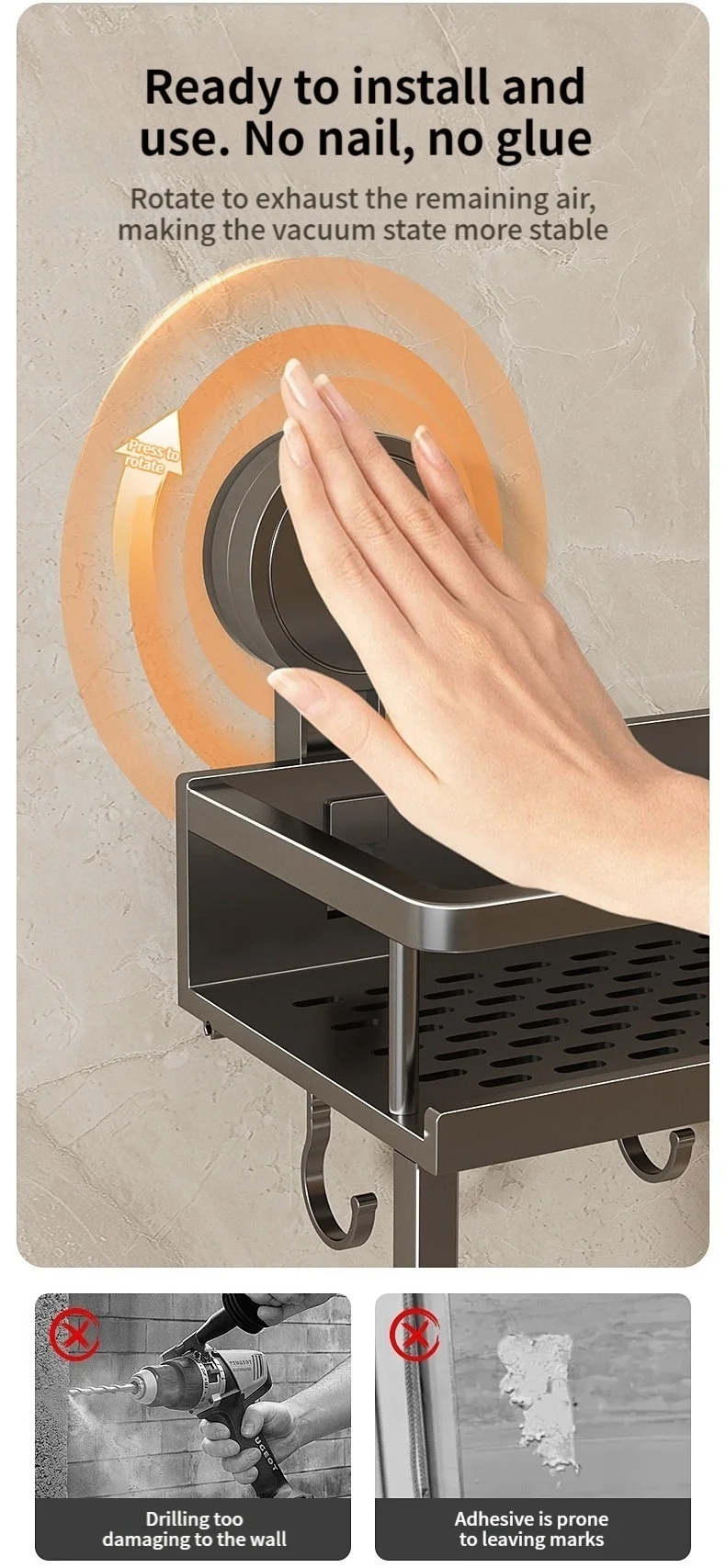 No Drill Suction Cup Suction Bathroom Rack Bathroom Shelf Toilet Space Aluminum Hanging Rack Bathroom Organizer Hang On The Wall No Drill Suction Cup Suction Bathroom Rack Bathroom Shelf Toilet Space Aluminum Hanging Rack Bathroom Organizer Hang On The Wall
