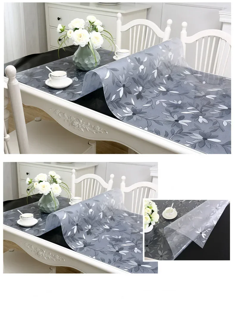 PVC Transparent Tablecloth Waterproof Oil-proof Anti-scalding Soft Glass Rectangular Tablecloth Kitchen Table Mat Table Cover