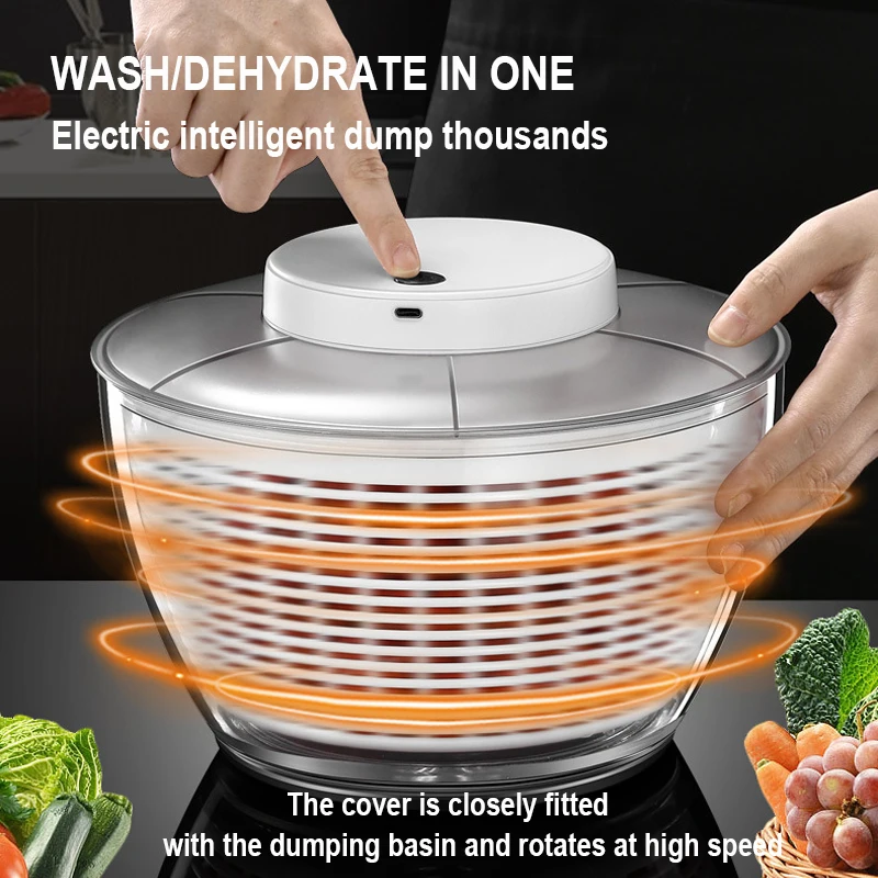 Salad Spinner Electric/Manual Vegetable Dehydrator Multifunction Food Fruit Dryer Quick Drying Drain Basket Kitchen Accessories Salad Spinner Electric/Manual Vegetable Dehydrator Multifunction Food Fruit Dryer Quick Drying Drain Basket Kitchen Accessories