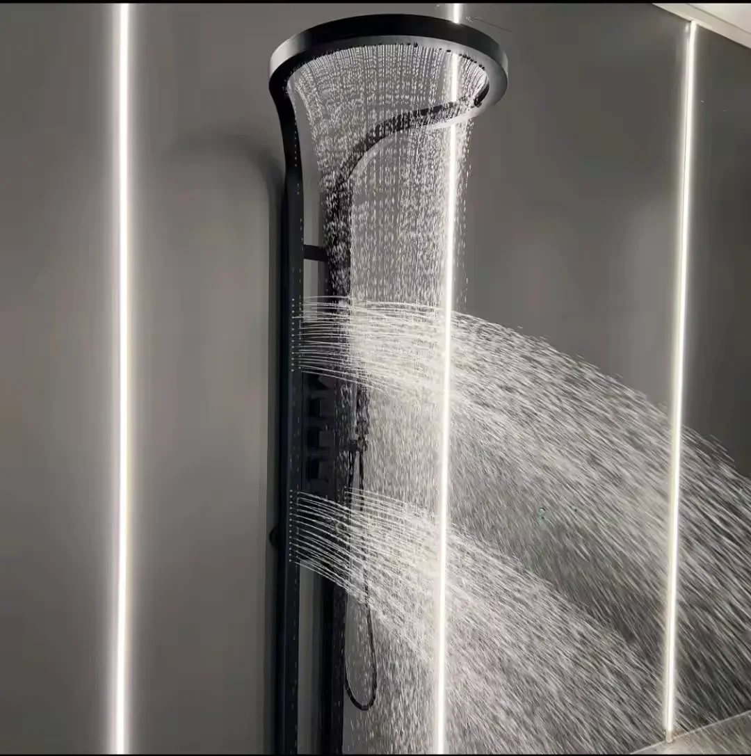 Shower Head Set System, Waterfall Rainfall,Luxury Multifunction Wall Mounted Panel ,Black Brass, Bathroom Hotel Shower Head Set System, Waterfall Rainfall,Luxury Multifunction Wall Mounted Panel ,Black Brass, Bathroom Hotel