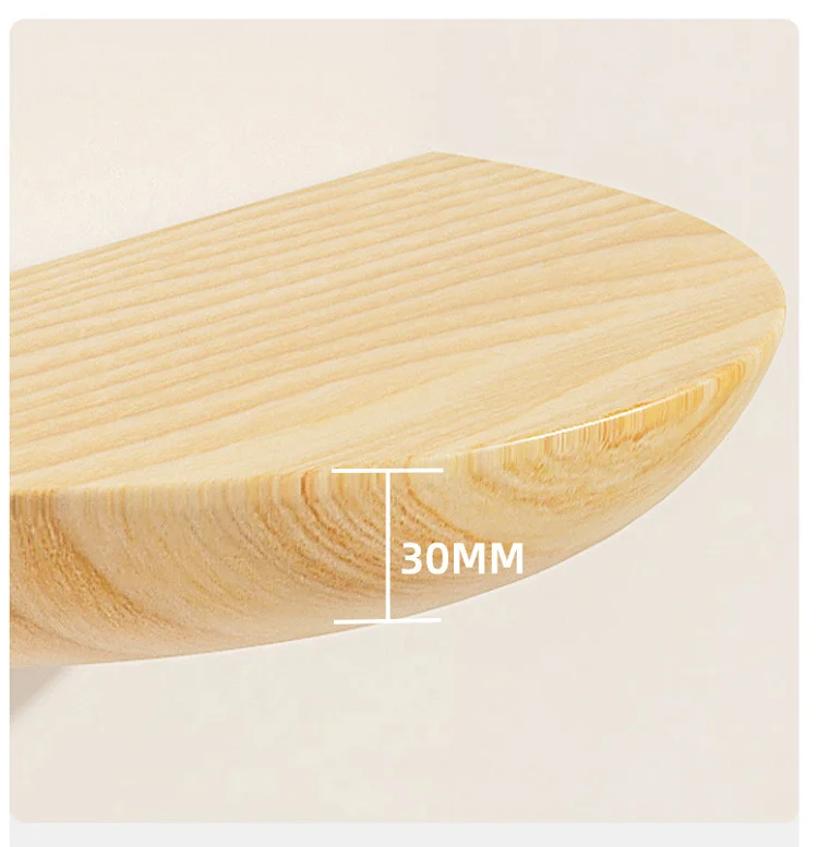 Solid Wooden Semicircle Wall Shelves Background Entryway Decorative Floating Organization Storage Holders Bedroom Kitchen Racks