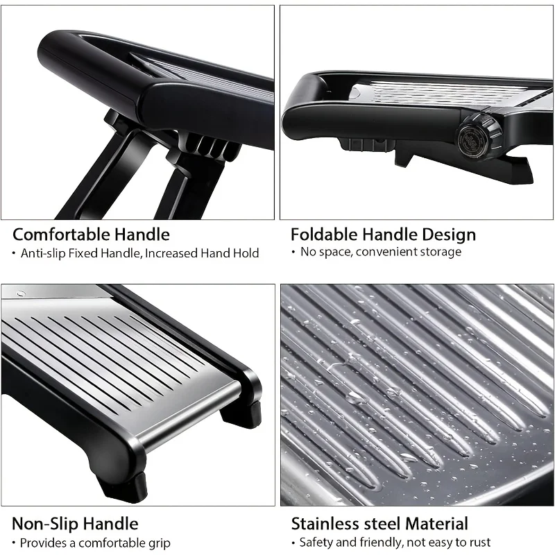 Stainless Steel Mandoline Slicer with 5 Interchangeable Blades and Safety Holder,Adjustable Vegetable & Fruit Cutter for Kitchen Stainless Steel Mandoline Slicer with 5 Interchangeable Blades and Safety Holder,Adjustable Vegetable & Fruit Cutter for Kitchen