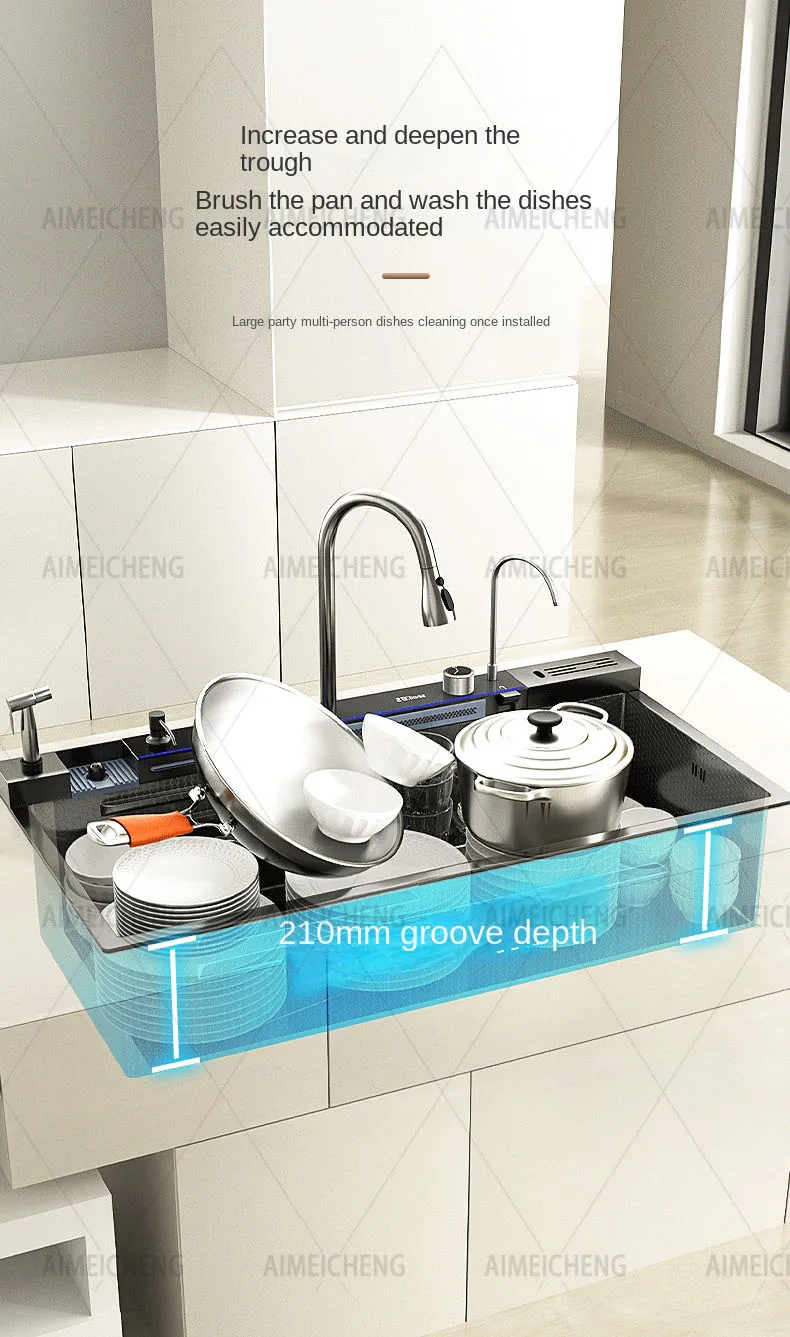Stainless Steel Waterfall Kitchen Sink Stainless Steel Waterfall Kitchen Sink