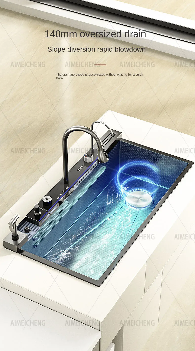Stainless Steel Waterfall Kitchen Sink Stainless Steel Waterfall Kitchen Sink