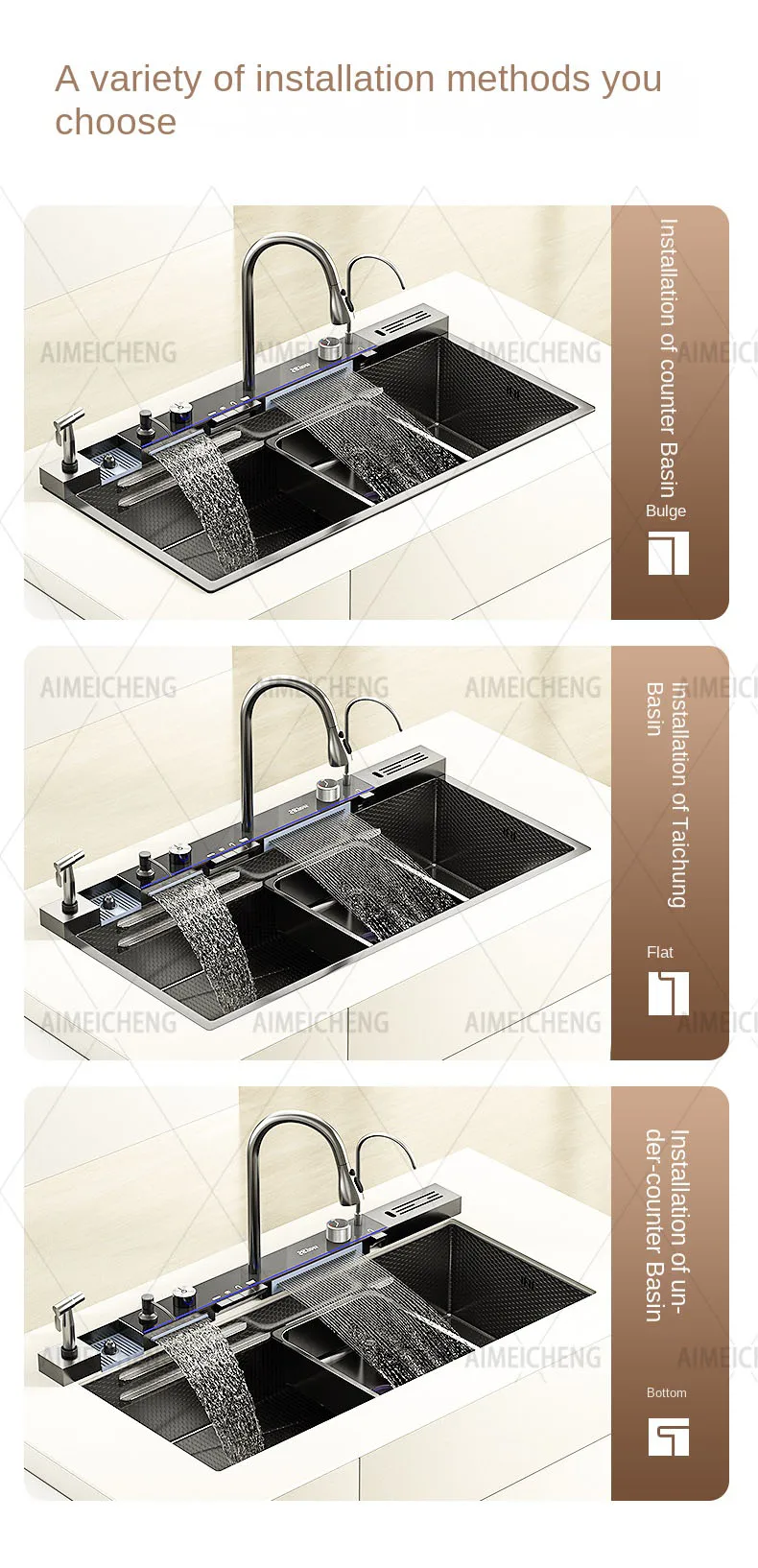 Stainless Steel Waterfall Kitchen Sink Stainless Steel Waterfall Kitchen Sink