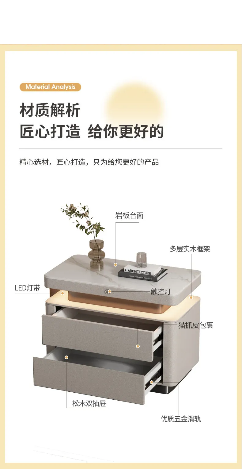 Trendy Italian Bedside Table Style Display Creative Storage Nights Table Minimalist Space Saving Mesita De Noche Home Furniture