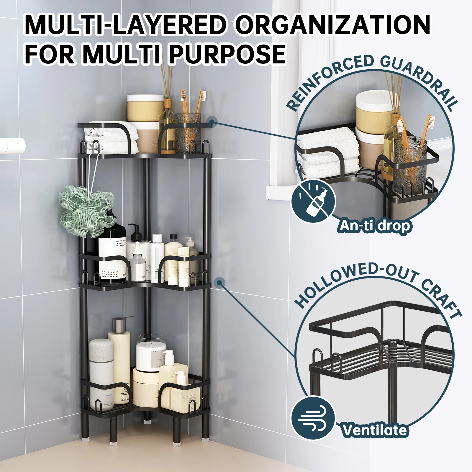 1Pc Bathroom Corner Shelf Multi-Layer Storage Rack for Shower Room BATHROOM SHELVES 1Pc Bathroom Corner Shelf Multi-Layer Storage Rack for Shower Room BATHROOM SHELVES