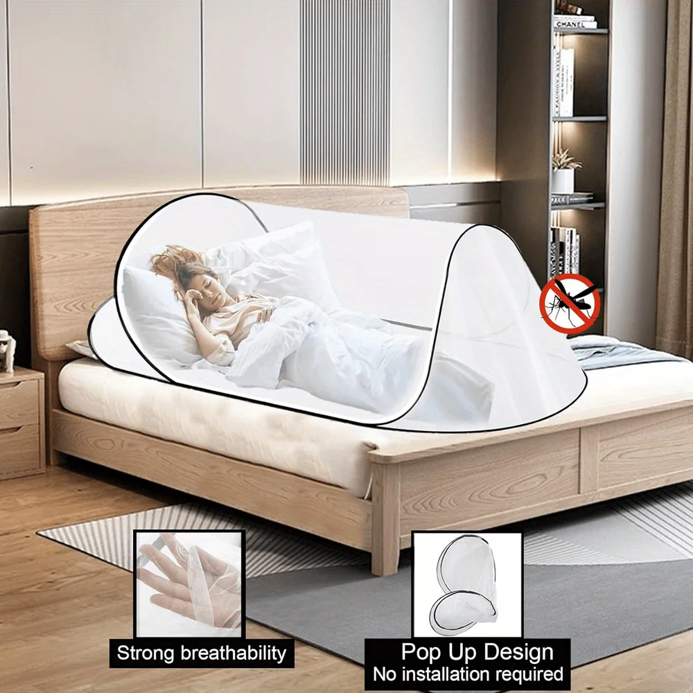 Portable Pop-Up Mosquito Net for Bed Camping Travel | Instant Setup Lightweight Durable Polyester Mesh Indoor/Outdoor Protecti Portable Pop-Up Mosquito Net for Bed Camping Travel | Instant Setup Lightweight Durable Polyester Mesh Indoor/Outdoor Protecti