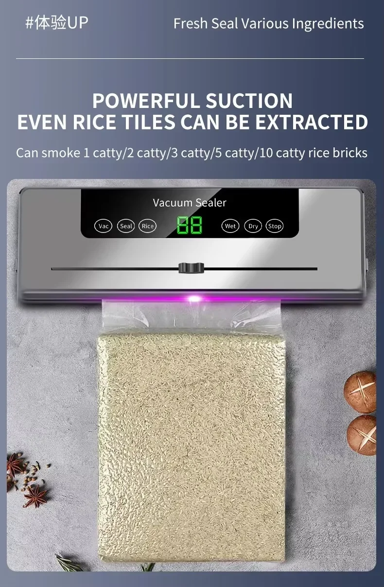 Electric Vacuum Sealer Built-in Cutter Kitchen Food Storage Seal Touch Button Dry/Wet Food Sealing Vacuum Packaging Machine Electric Vacuum Sealer Built-in Cutter Kitchen Food Storage Seal Touch Button Dry/Wet Food Sealing Vacuum Packaging Machine
