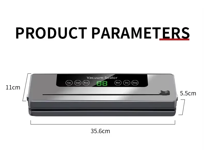 Electric Vacuum Sealer Built-in Cutter Kitchen Food Storage Seal Touch Button Dry/Wet Food Sealing Vacuum Packaging Machine Electric Vacuum Sealer Built-in Cutter Kitchen Food Storage Seal Touch Button Dry/Wet Food Sealing Vacuum Packaging Machine
