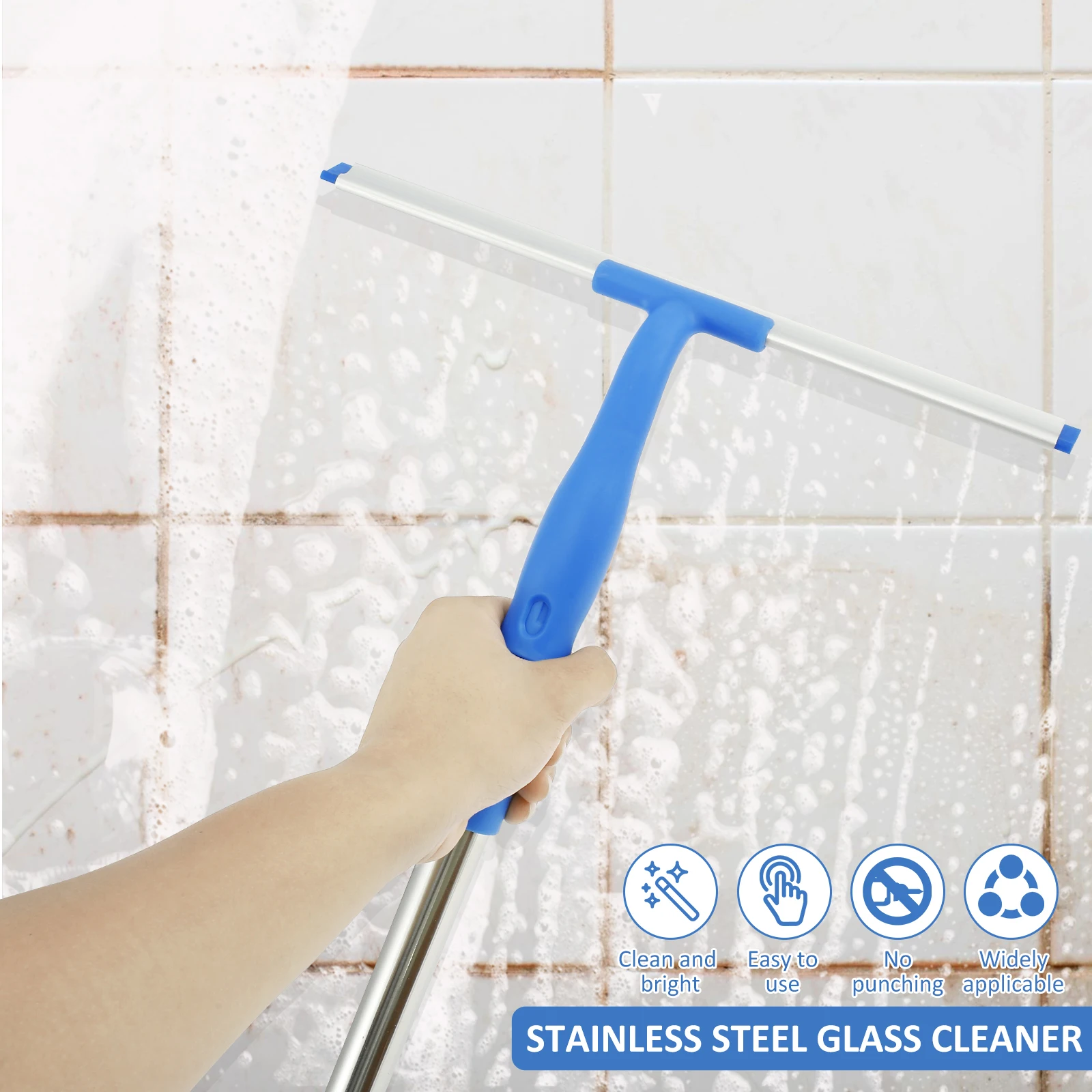 Extendable Window Cleaner Tools Set 180&deg; Rotatable Long Handle Window Mop Household Squeegee Wiper Dust Cleaner Brush New