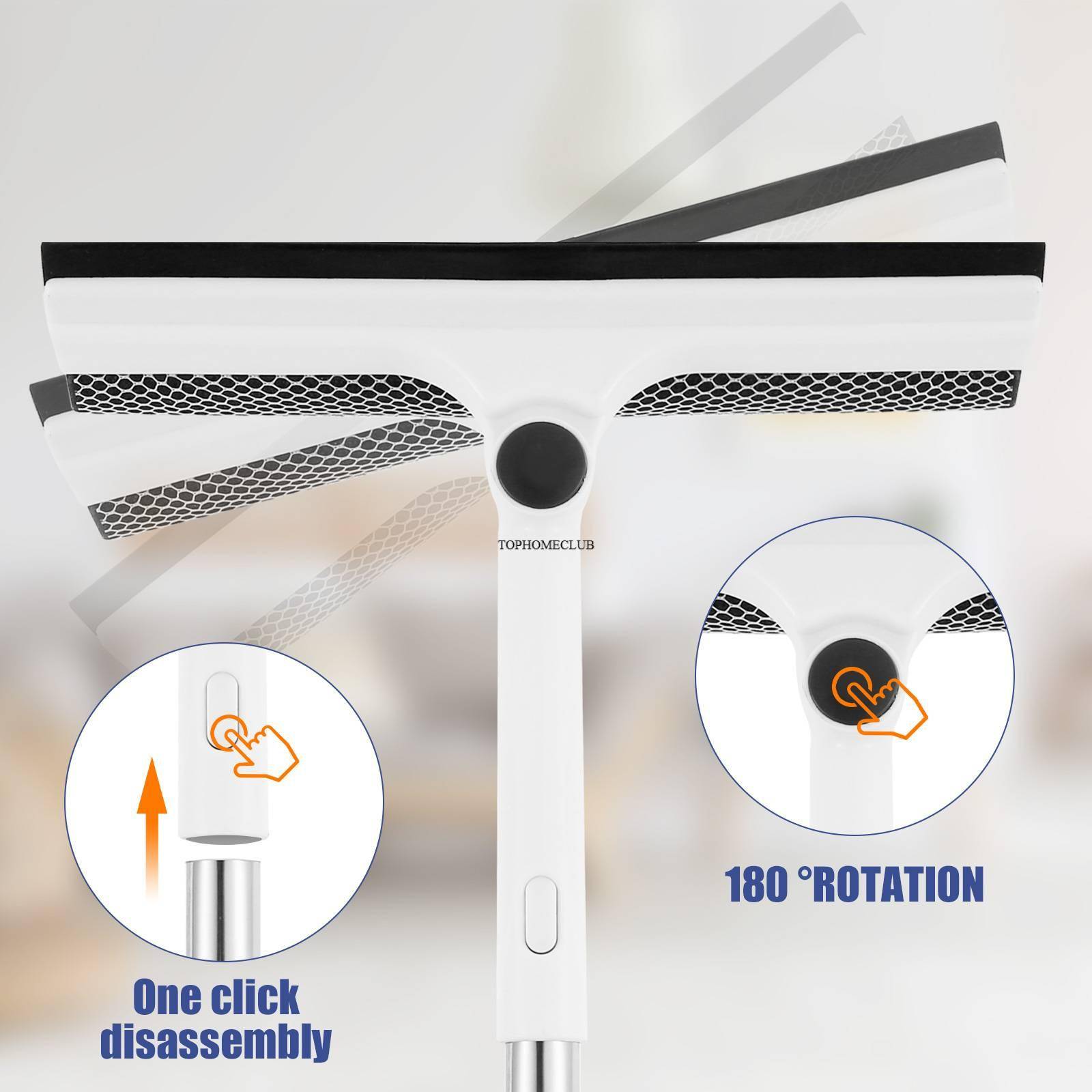 Extendable Window Cleaner Tools Set 180&deg; Rotatable Long Handle Window Mop Household Squeegee Wiper Dust Cleaner Brush New