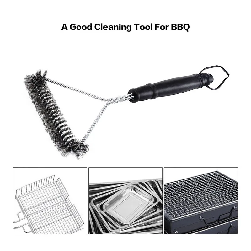 New Kitchen Accessories BBQ Grill Brush and Scraper Barbecue Kit Cleaning Brush Stainless Steel Tools Wire Bristles Triangle New Kitchen Accessories BBQ Grill Brush and Scraper Barbecue Kit Cleaning Brush Stainless Steel Tools Wire Bristles Triangle