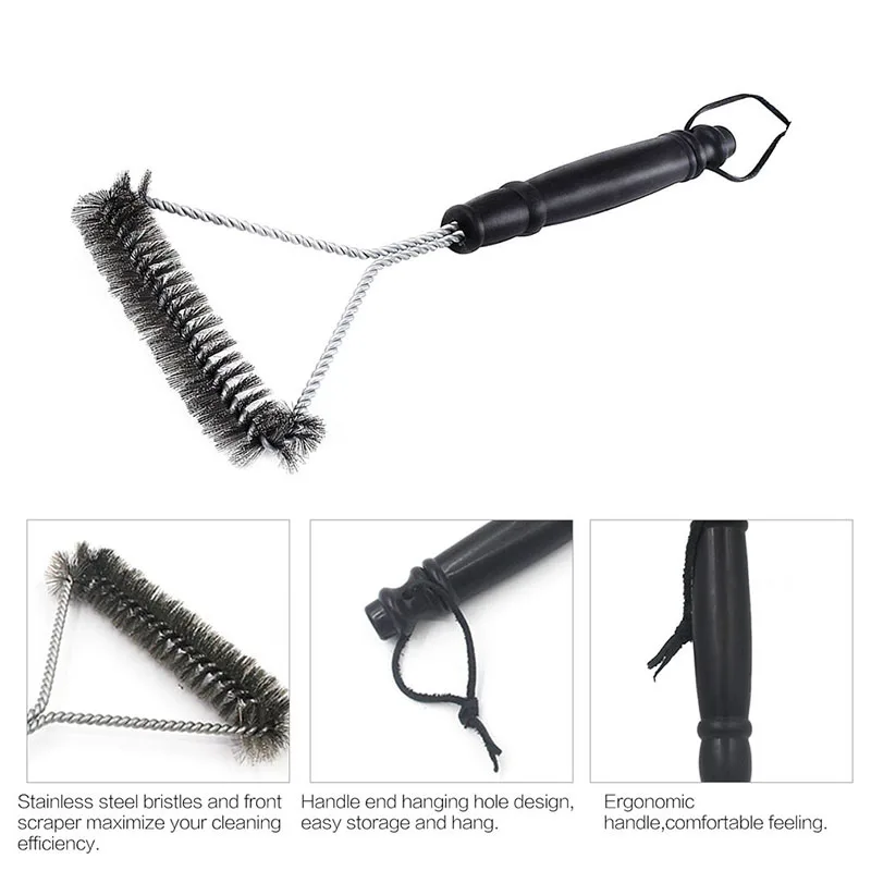 New Kitchen Accessories BBQ Grill Brush and Scraper Barbecue Kit Cleaning Brush Stainless Steel Tools Wire Bristles Triangle New Kitchen Accessories BBQ Grill Brush and Scraper Barbecue Kit Cleaning Brush Stainless Steel Tools Wire Bristles Triangle
