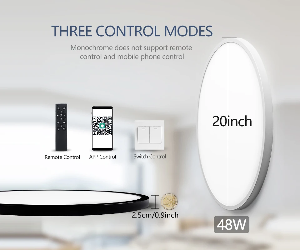 50CM Large Ceiling lamp Smart APP/ Remote Control Dimmable for Bedroom 48W Ceiling Lights AC 110/220V led lights for Living room 50CM Large Ceiling lamp Smart APP/ Remote Control Dimmable for Bedroom 48W Ceiling Lights AC 110/220V led lights for Living room