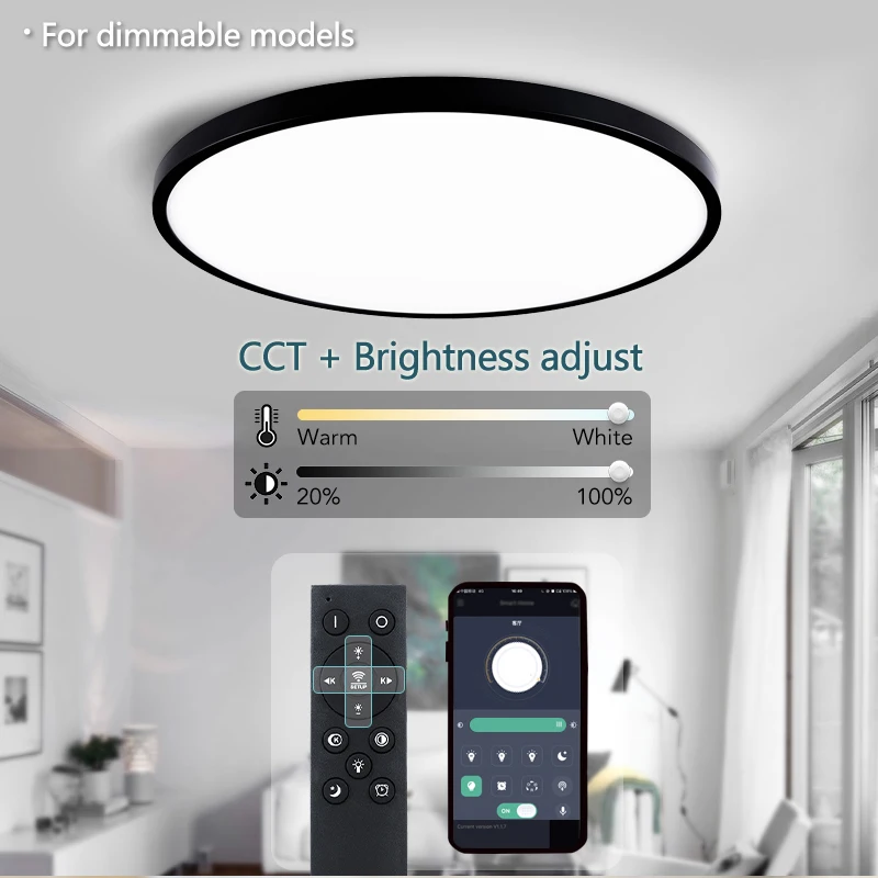 50CM Large Ceiling lamp Smart APP/ Remote Control Dimmable for Bedroom 48W Ceiling Lights AC 110/220V led lights for Living room 50CM Large Ceiling lamp Smart APP/ Remote Control Dimmable for Bedroom 48W Ceiling Lights AC 110/220V led lights for Living room