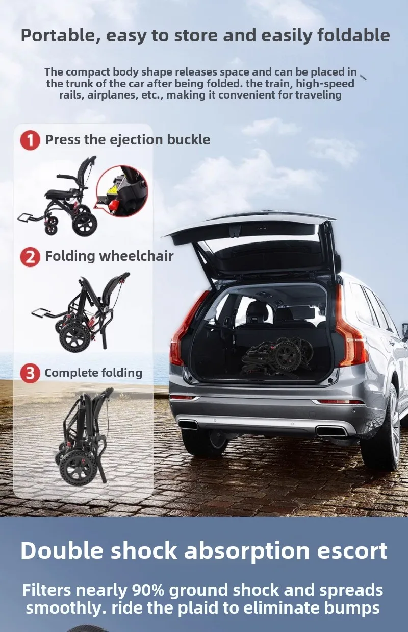 Wheelchair Light Folding Old Man