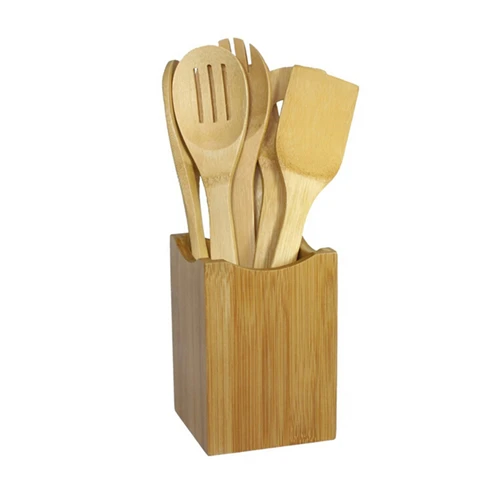 6 Pieces Bamboo Spoon Spatula Kitchen Utensil Wooden Cooking Tool Mixing Set 6 Pieces Bamboo Spoon Spatula Kitchen Utensil Wooden Cooking Tool Mixing Set