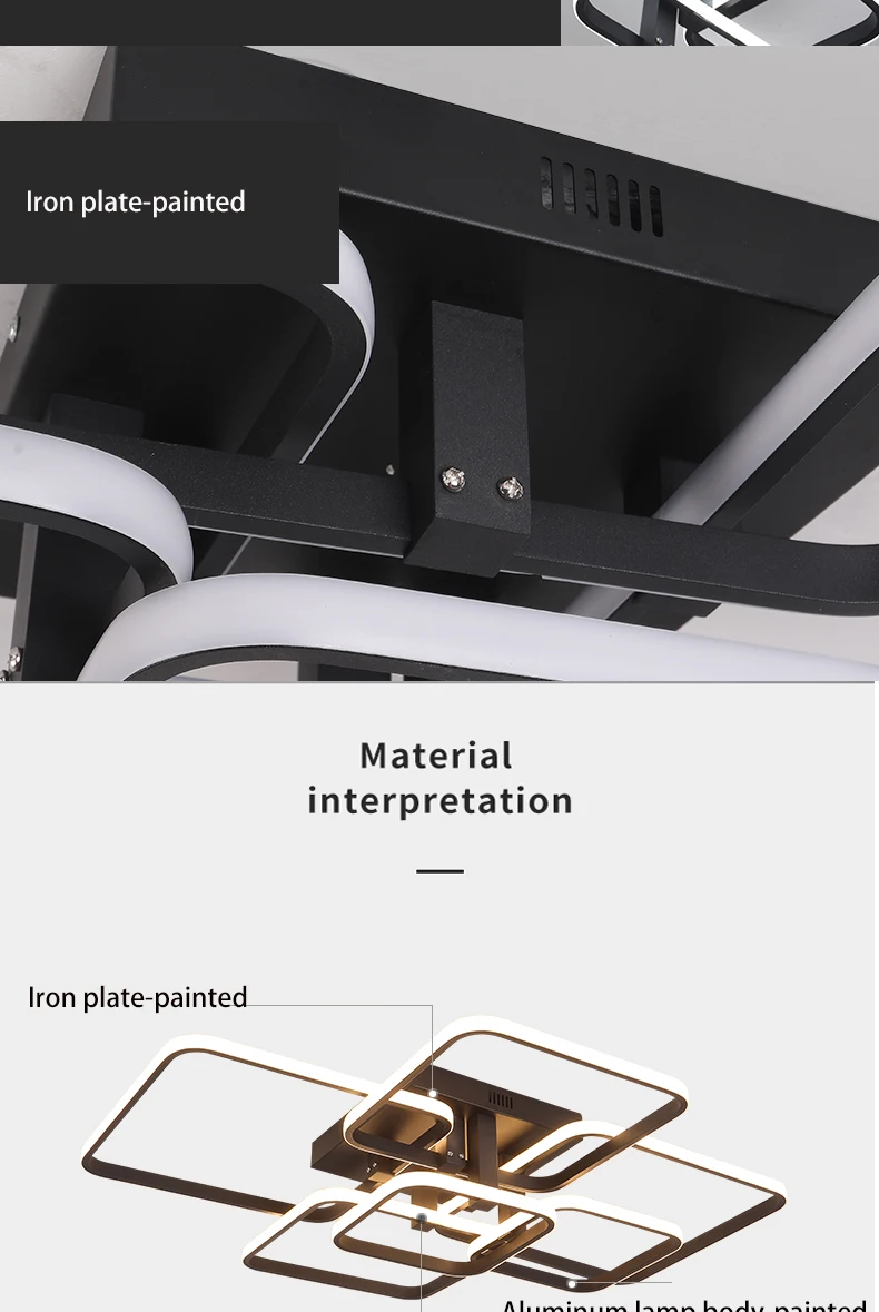 Black/White Modern LED Ceiling Chandelier,Living Room LED Chandelier Lamp,dimmable Bedroom Ceiling Light Fixture,3-6 head lustre