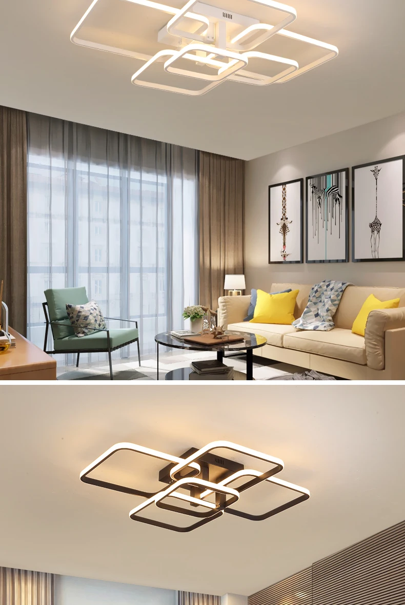 Black/White Modern LED Ceiling Chandelier,Living Room LED Chandelier Lamp,dimmable Bedroom Ceiling Light Fixture,3-6 head lustre