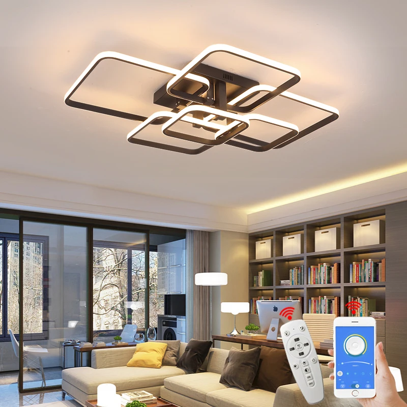 Black/White Modern LED Ceiling Chandelier,Living Room LED Chandelier Lamp,dimmable Bedroom Ceiling Light Fixture,3-6 head lustre Black/White Modern LED Ceiling Chandelier,Living Room LED Chandelier Lamp,dimmable Bedroom Ceiling Light Fixture,3-6 head lustre