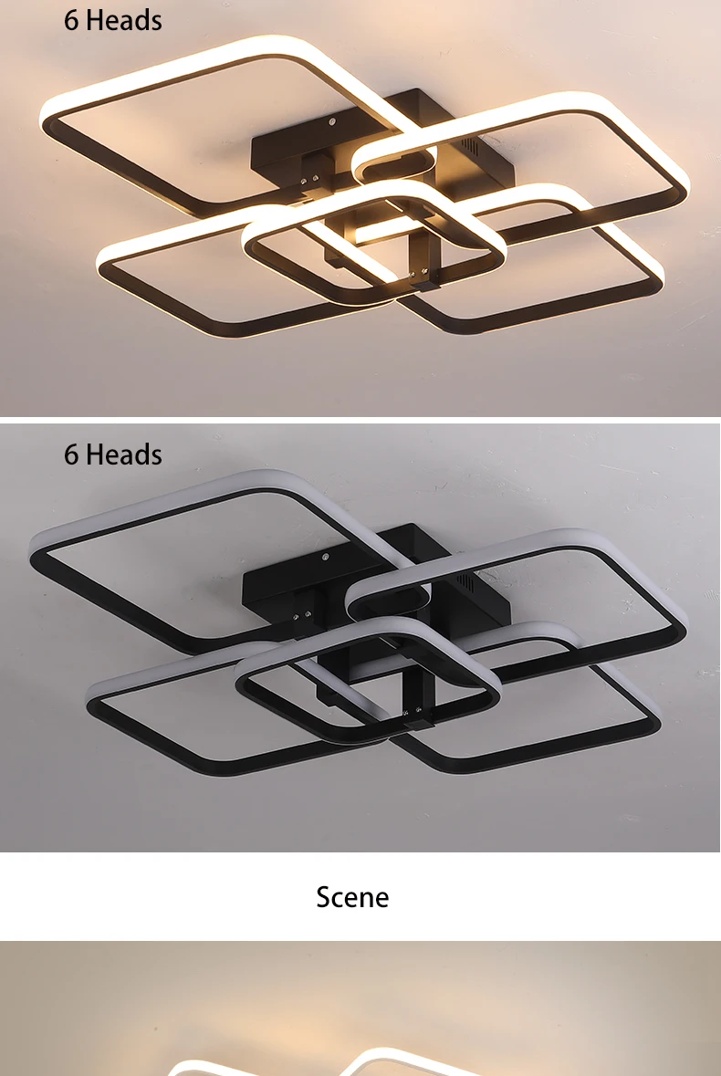 Black/White Modern LED Ceiling Chandelier,Living Room LED Chandelier Lamp,dimmable Bedroom Ceiling Light Fixture,3-6 head lustre