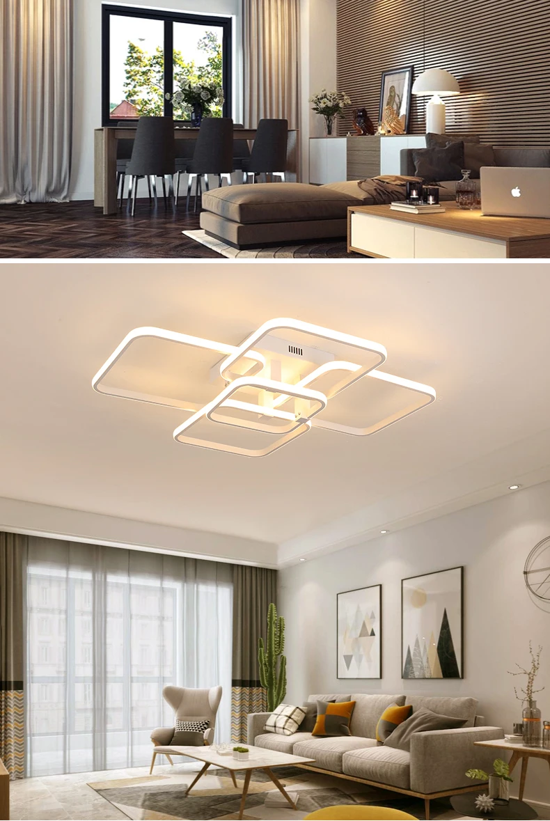 Black/White Modern LED Ceiling Chandelier,Living Room LED Chandelier Lamp,dimmable Bedroom Ceiling Light Fixture,3-6 head lustre