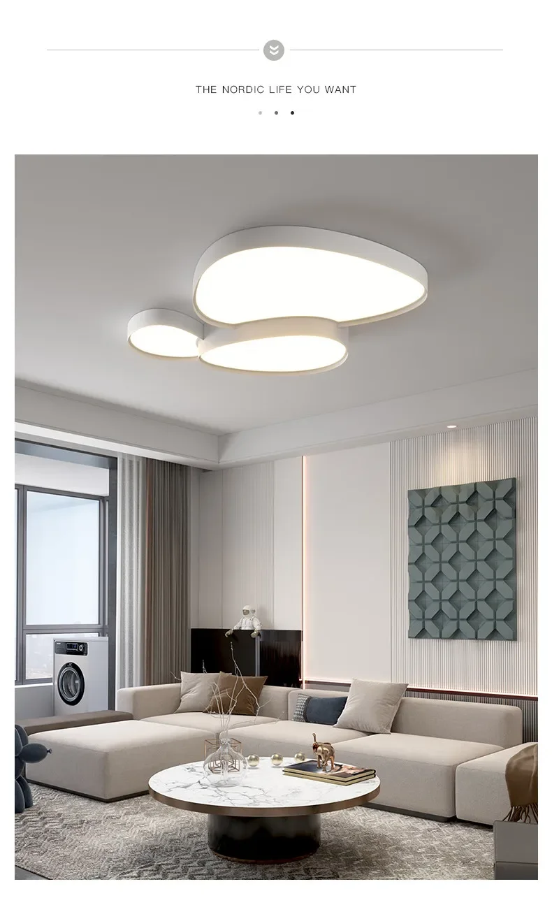 Modern Simple LED Ceiling Lamp Remote Control Black White Light Home Creative Indoor Lighting Bedroom Living Dining Room Fixture