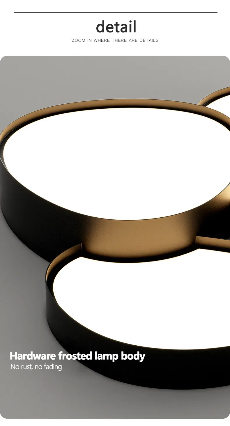 Modern Simple LED Ceiling Lamp Remote Control Black White Light Home Creative Indoor Lighting Bedroom Living Dining Room Fixture