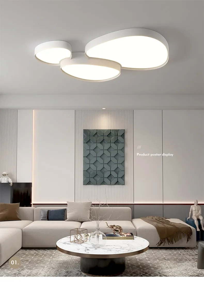 Modern Simple LED Ceiling Lamp Remote Control Black White Light Home Creative Indoor Lighting Bedroom Living Dining Room Fixture