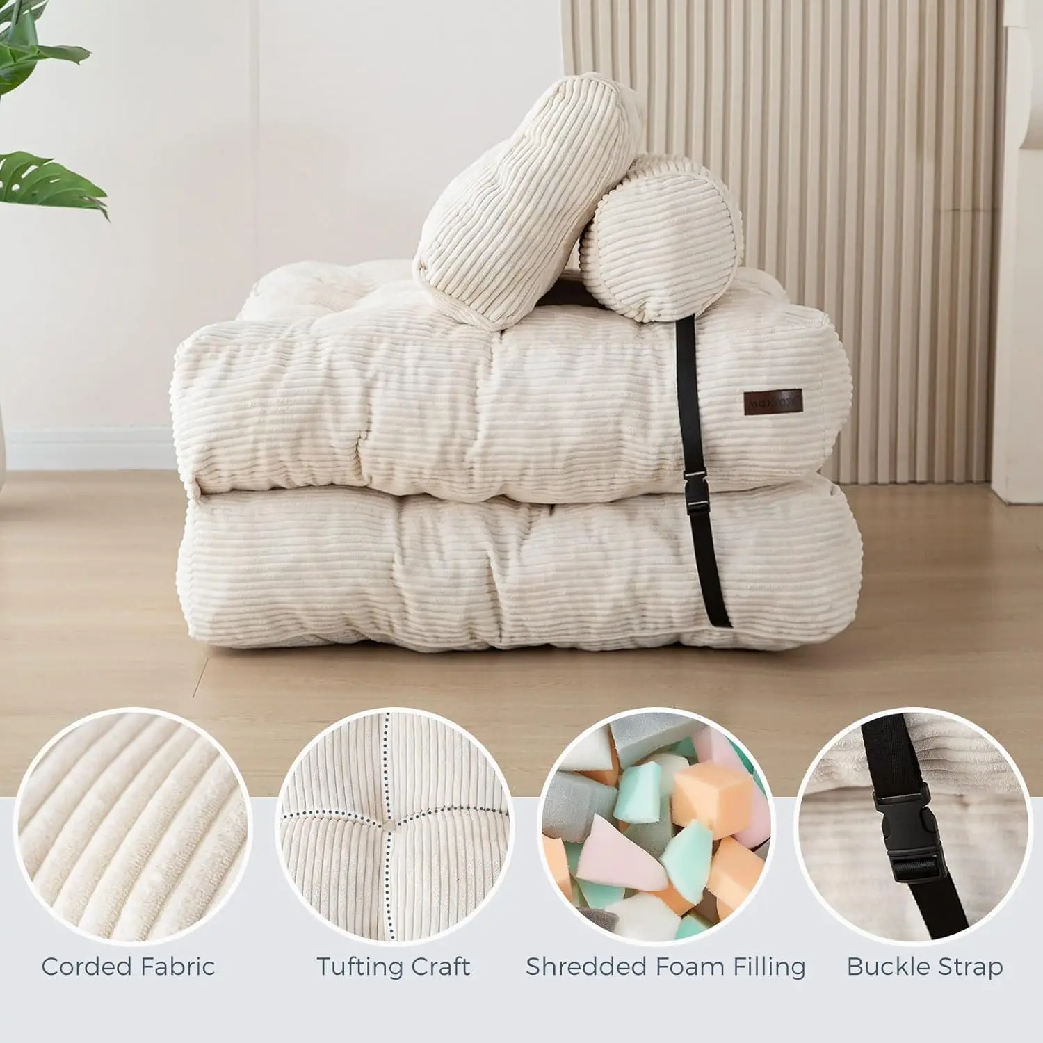 Folding Sofa Bed, Convertible Sleeper Chair with Pillow Foldable Matress, Portable Fold Out Chair Bed Comfy Floor Sofa Lounge Folding Sofa Bed, Convertible Sleeper Chair with Pillow Foldable Matress, Portable Fold Out Chair Bed Comfy Floor Sofa Lounge
