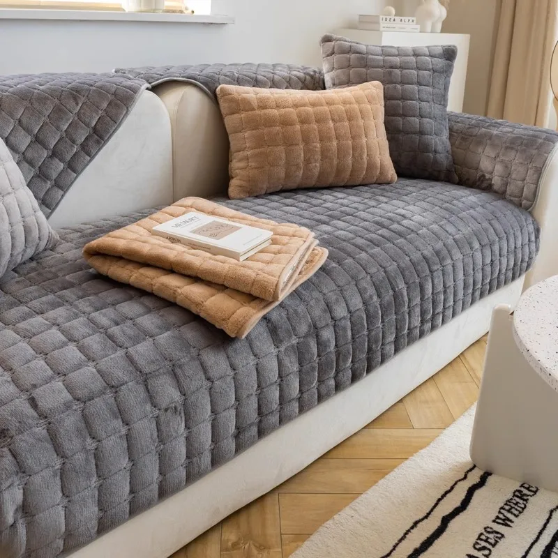 Plush Plaid Sofa Cushion Non-slip Universal Living Room Sofa Cover Flannel Thickened Velvet Sofa Backrest Plush Towel All Season Plush Plaid Sofa Cushion Non-slip Universal Living Room Sofa Cover Flannel Thickened Velvet Sofa Backrest Plush Towel All Season