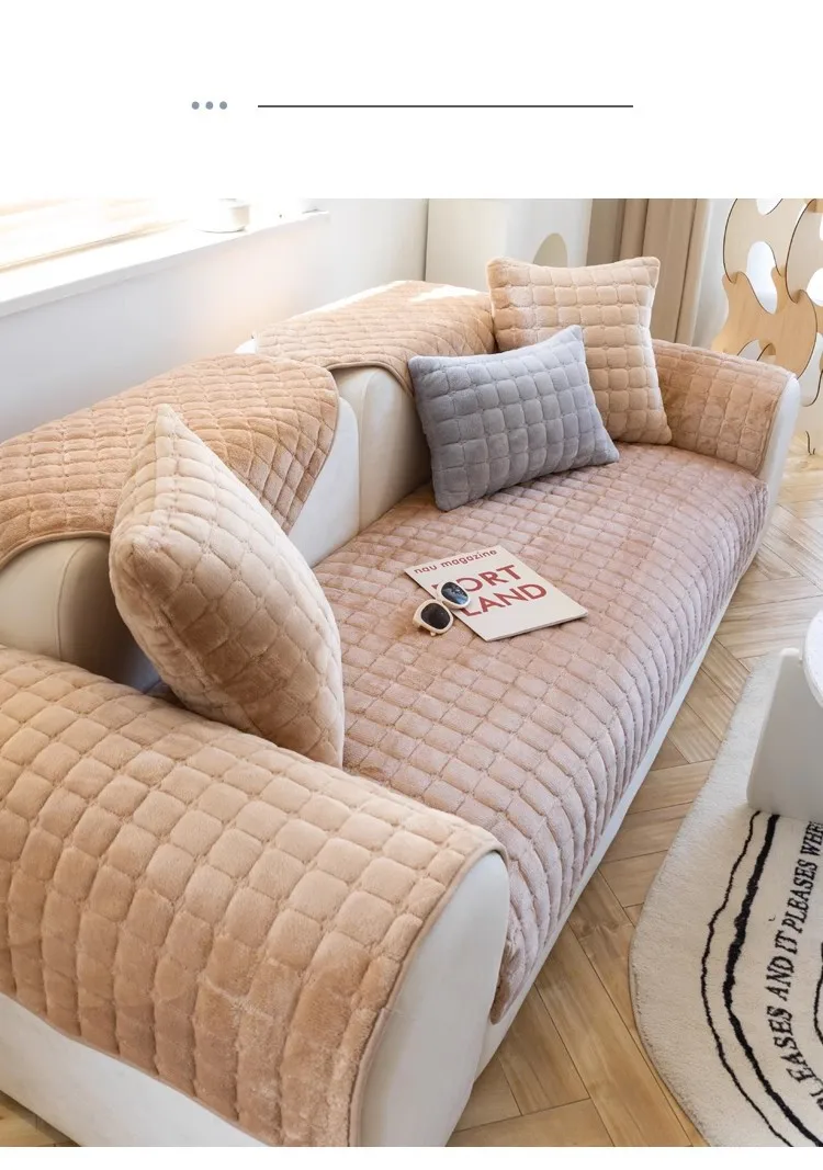 Plush Plaid Sofa Cushion Non-slip Universal Living Room Sofa Cover Flannel Thickened Velvet Sofa Backrest Plush Towel All Season Plush Plaid Sofa Cushion Non-slip Universal Living Room Sofa Cover Flannel Thickened Velvet Sofa Backrest Plush Towel All Season