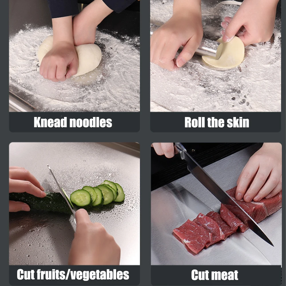 L-shaped Chopping Board Stainless Steel Large Size Doublesided Chopping Board Kitchen Tool Home Fruit Cutting And Kneading Panel