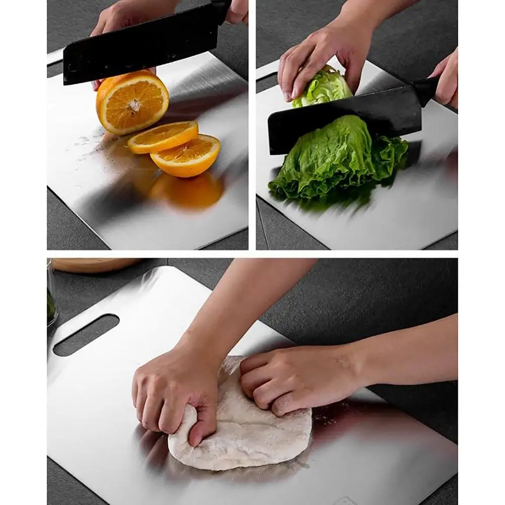 Titanium Cutting Boards for Kitchen Stainless Board 304 Steel Thickened Double Sided Food Grade Portable Fruit Meat Chopping Titanium Cutting Boards for Kitchen Stainless Board 304 Steel Thickened Double Sided Food Grade Portable Fruit Meat Chopping