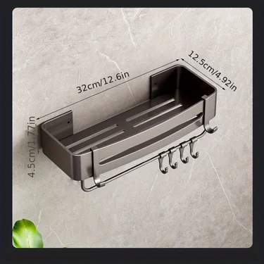 1pc Non-Drill Aluminum Bathroom Storage Rack - Wall-Mounted Corner Shelf for Shampoo, Makeup, and Accessories