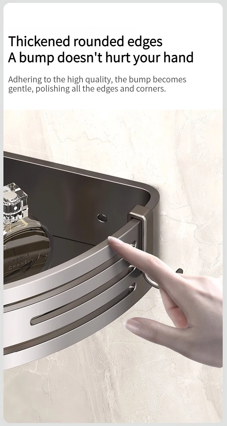 No Drill Sticker Walls for Installation Aluminum Bathroom Shelf Shelves Shampoo Rack Storage Holder Kitchen Organizer Rack