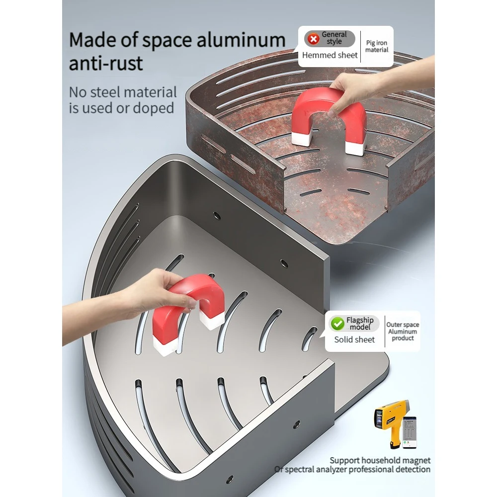 No Drill Sticker Walls for Installation Aluminum Bathroom Shelf BATHROOM SHELVES No Drill Sticker Walls for Installation Aluminum Bathroom Shelf Shelves Shampoo Rack Storage Holder Kitchen Organizer Rack