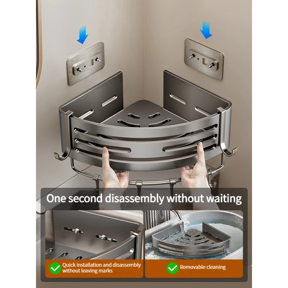 No Drill Sticker Walls for Installation Aluminum Bathroom Shelf BATHROOM SHELVES No Drill Sticker Walls for Installation Aluminum Bathroom Shelf Shelves Shampoo Rack Storage Holder Kitchen Organizer Rack