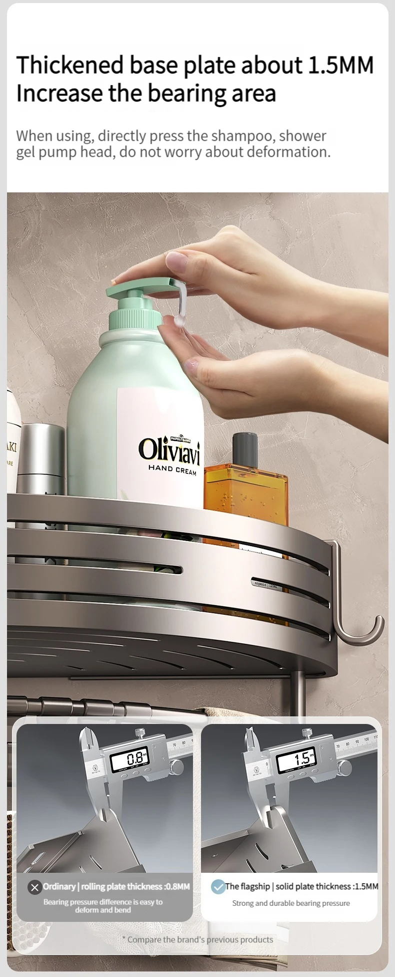 No Drill Sticker Walls for Installation Aluminum Bathroom Shelf Shelves Shampoo Rack Storage Holder Kitchen Organizer Rack