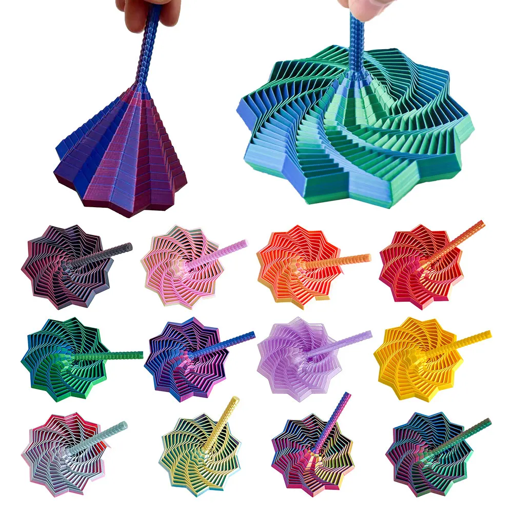 3D Printing Expanded Sensory Fidget Star Model Visual Illusion Hexagon Whirling Spiral Ornaments Stress Relief Christmas Gift
