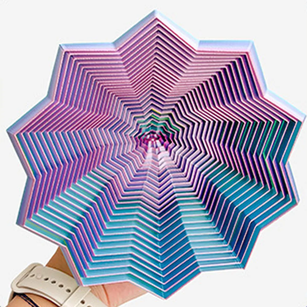 3D Printing Expanded Sensory Fidget Star Model Visual Illusion Hexagon Whirling Spiral Ornaments Stress Relief Christmas Gift