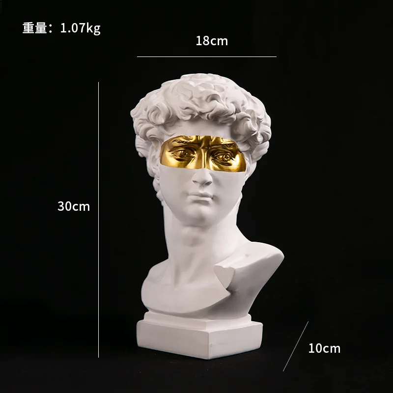 European Home Decoration David Head ResinStatues Statues Home Decor  Modern Abstract Art  Bust Sculpture Art Sketch Practice