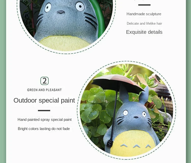 Large Garden Statue Cartoon Anime Totoroed Sculpture Creative Kawaii Miyazakis Hayaos Totoros Resin Figurines Garden Home Decor